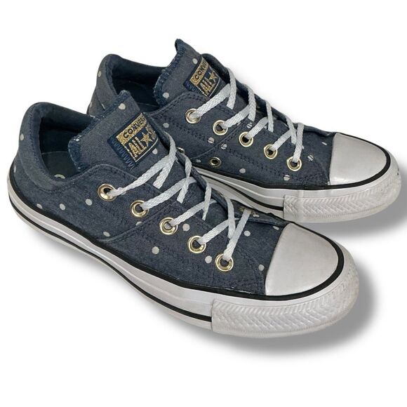 Converse All Star Madison Oxford Blue Canvas Polka Dot Sneakers Women’s Size 5 - Picture 1 of 10